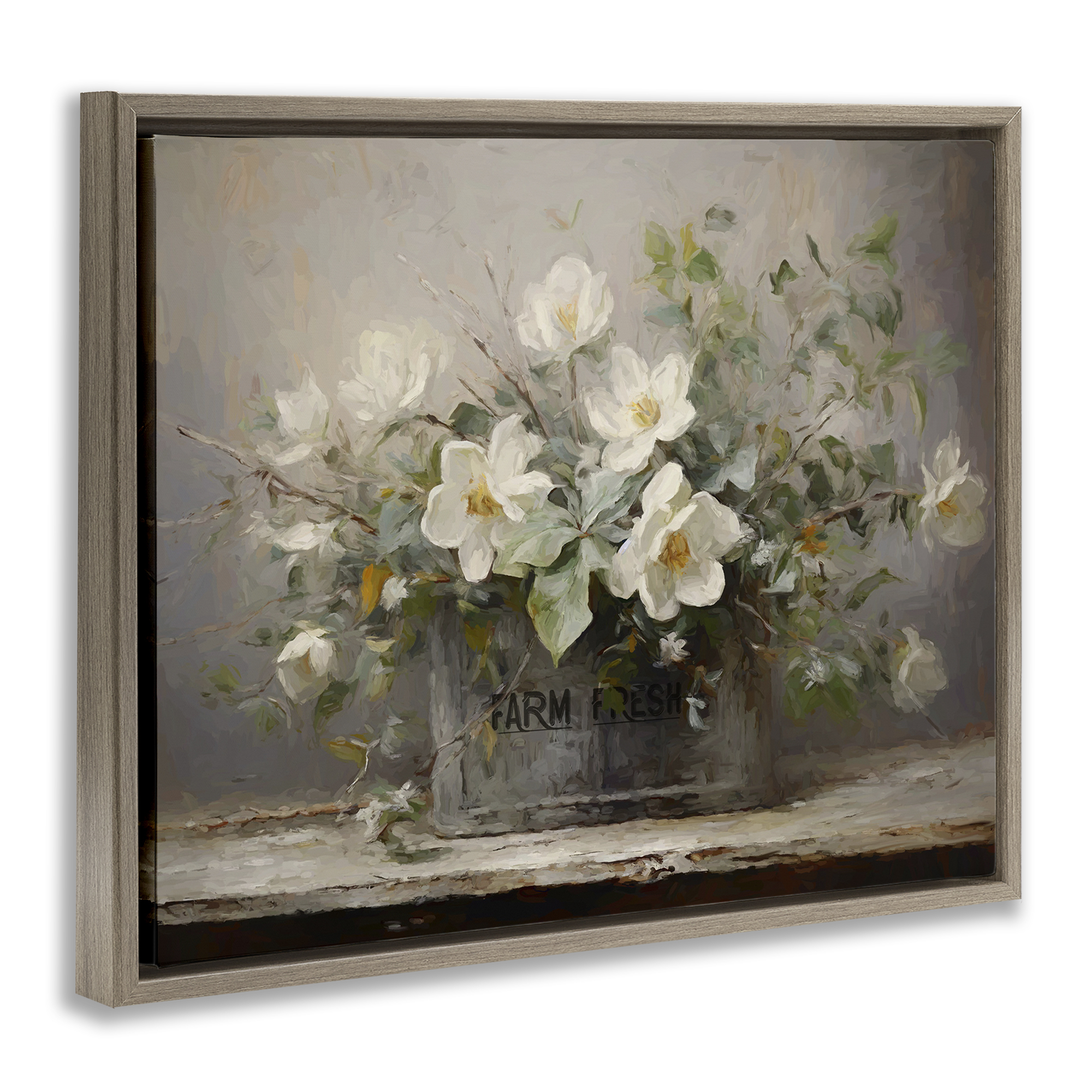 Stupell Industries Country Farm Florals Botanical & Floral Painting Brown Floater Framed Art Print Wall Art, 21 x 17