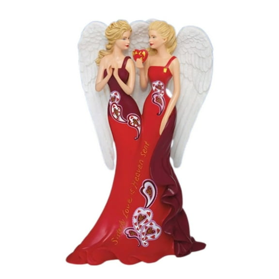 The Hamilton Collection Angelic Sisters of Heartfelt Promises Collection Issue #6 'Sisterly Love Is Heaven Sent' Figurine with Glitter-Kissed Wings & Heartfelt Details by Thomas Kinkade 7-inches