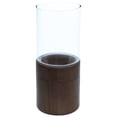 thumbnail image 2 of Northlight Glass Hurricane Pillar Candle Holder with Wooden Base - 15.25", 2 of 7