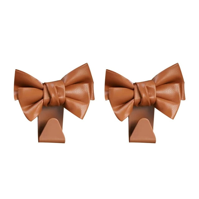 Cute Bow Shaped Headrest Hook for Rear Seat Storage Organizer Sturdy Leather Back Hanger for Coats Wallets and Personal Items Universal Car Accessory