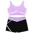 thumbnail image 3 of Nyeemya Kids Girls 2 Piece Dance Sports Outfits Crop Top with Booty Shorts Set for Gymnastics Dancing Light Purple 14, 3 of 7