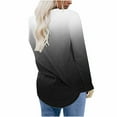 thumbnail image 3 of Jewelreauty Women Long Sleeve Shirts Casual Gradient Color Crewneck Pullover Tops Loose Cozy T-Shirts (M, Black), 3 of 5