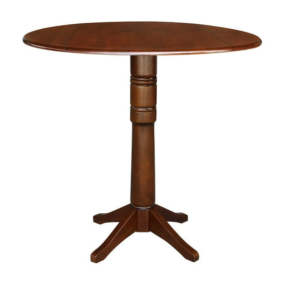 42" Round Dual Drop Leaf Pedestal Table - 42.3"H  Espresso