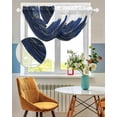 thumbnail image 3 of Navy Blue Gold Sheer Waterfall Valance Curtains for Window, Abstract Line Art Troditional Ink Painting Rod Pocket Sheer Topper Swag Curtains for Living Room, Kitchen 38.5"W x 47.2"L, 1 Panel, 3 of 7