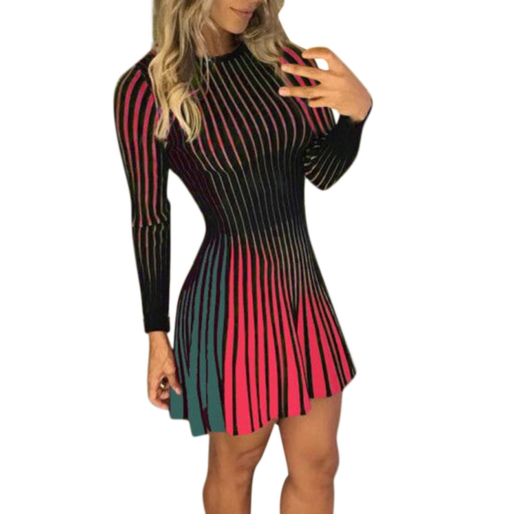 striped bodycon mini dress