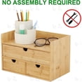 thumbnail image 4 of Shangmakel Bamboo Desk Organizer, Mini Multifunctional Tabletop Storage Organization Box 3 Tier Desktop Organizer with 4 Drawers Small Desktop Simple Design for Home,Office, 4 of 9