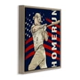 thumbnail image 4 of Patriotic Home Run Baseballer Brown Framed Floater Canvas Wall Art, design by LightBoxJournal, 4 of 10