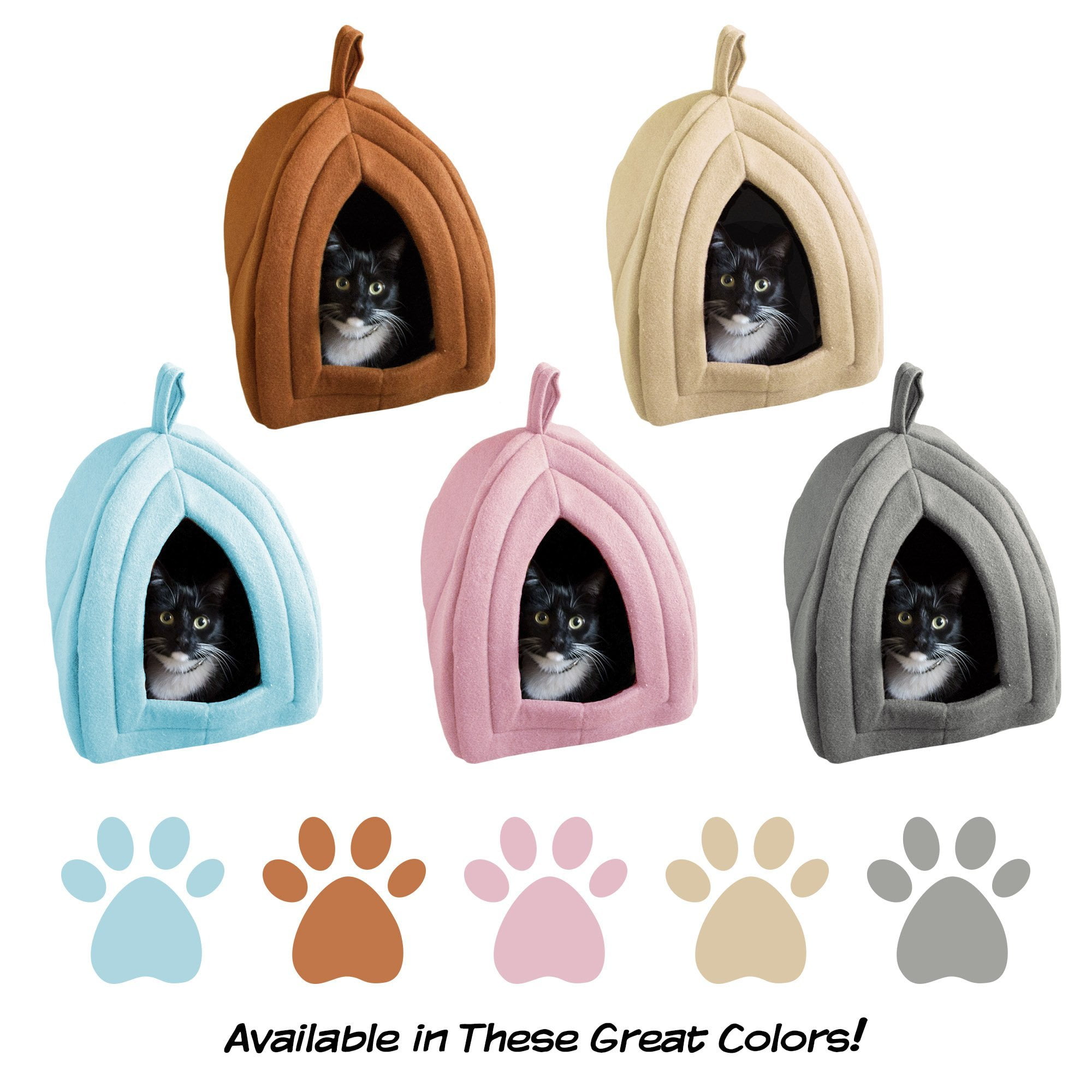 Petmaker 80-PET6001 Cat Pet Bed Igloo Soft Indoor Enclosed Covered Tent u0026  House for Cats Kittens u0026 Small Pets with Removable Cushion Pad - Gray -  Walmart.com