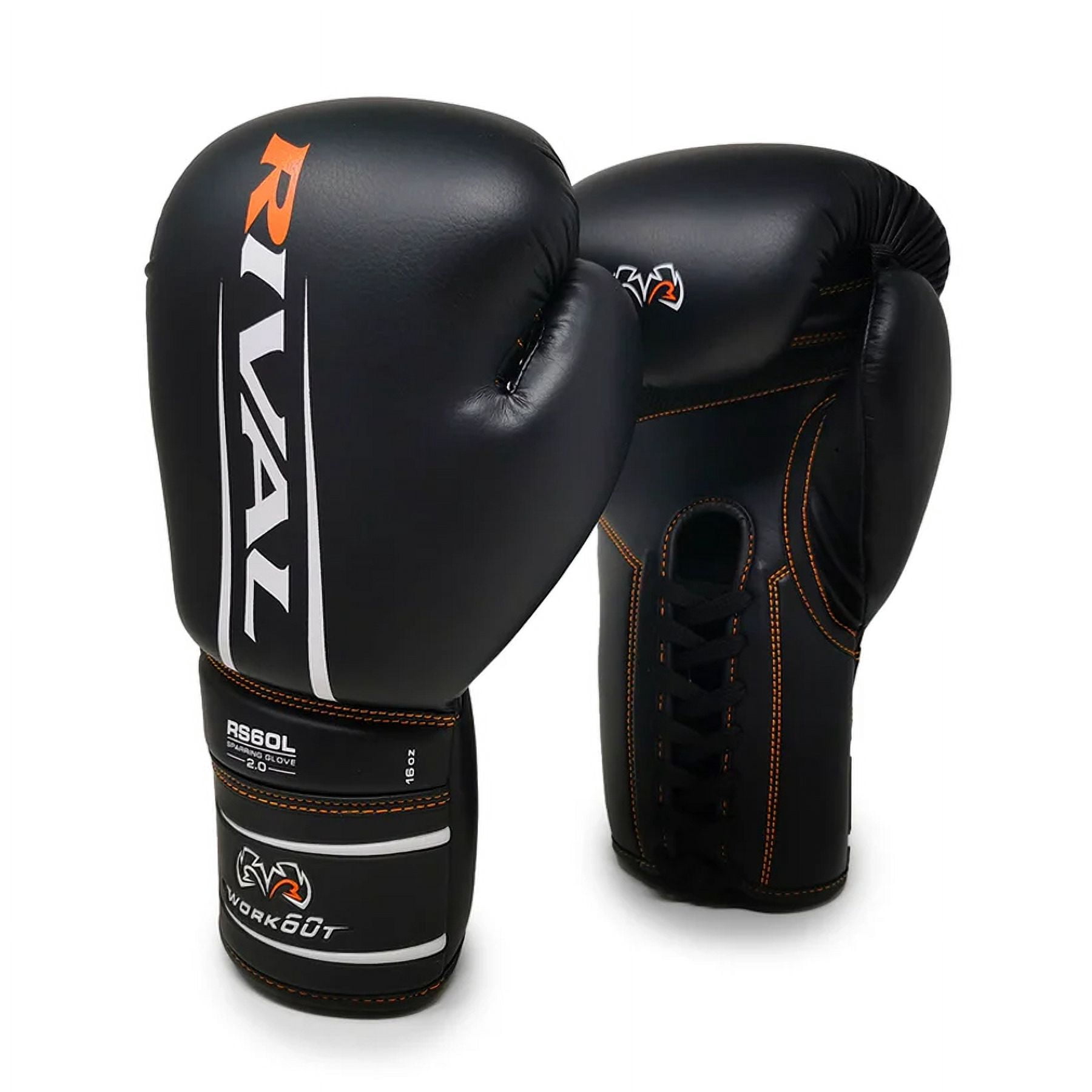 Rival Boxing RS60 2.0 Lace-Up Workout Sparring Gloves - 16 oz. -  Black