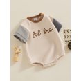 thumbnail image 2 of Bagilaanoe Newborn Baby Girl Boy Summer Rompers Letter Embroidery Short Sleeve Bodysuits 3M 6M 12M 18M Infant Casual One Piece Short Jumpsuit, 2 of 8