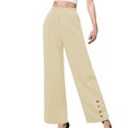 thumbnail image 1 of FAIWAD Women's Wide Leg Pants High Elastic Waisted Button Business Work Trousers Long Straight Pants, 1 of 6