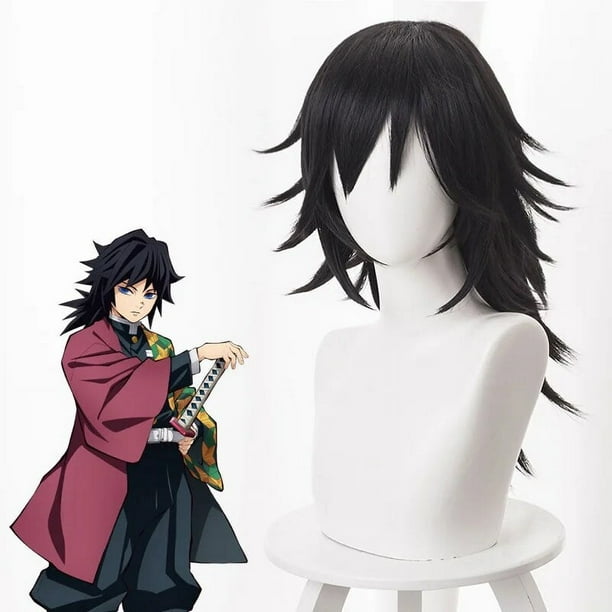 Disfraz de Anime Demon Slayer Kimetsu No Yaiba Tomioka Giyuu, accesorios de Cosplay, traje, uniformes, peluca, regalo de fiesta para niños y adultos
