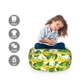 thumbnail image 2 of Banana Storage Toy Bag Chair, Tropical Fruits on Leaves Aloha Vibes Exotic Summer Pattern Repetition, Stuffed Animal Organizer Washable Bag, Large Size, Yellow Lime Green, by Ambesonne, 2 of 3