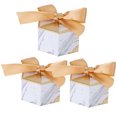 thumbnail image 3 of Juego de 25 piezas para obsequios de bodas y fiestas: cajas de caramelos hexagonales con cinta dorada y diseño de mármol para galletas de chocolate, 3 of 8