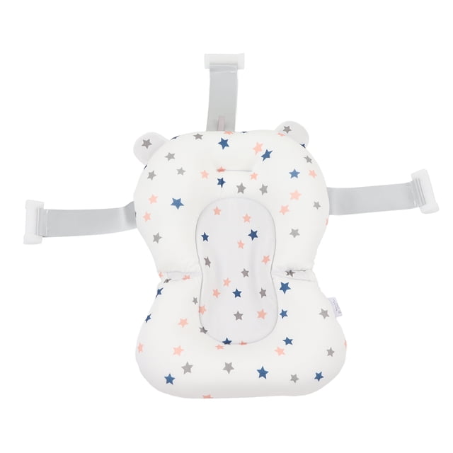 Cojín de baño para bebé, flotante, seguro, plegable, ajustable, para recién nacidos, con estrellas blancas