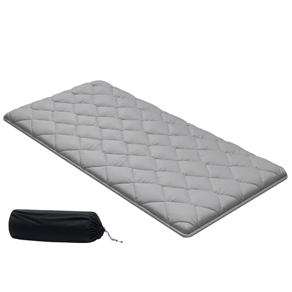 KFFKFF Foldable Japanese Tatami Mat, Twin Size Futon Mattress with Storage Bag & Fastener, 9-Layer Floor Mat for Sleeping, Dormitory, Meditation, Yoga, 80 x 39 x 2.5 in, Gray