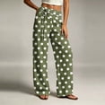 thumbnail image 6 of hoksml Women's Polka Dot Wide Leg Pants Fold Over Drawstring High Waist Casual Everyday Trousers, 6 of 6