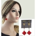 thumbnail image 2 of Red Faux Crystal Chain Link Drop Pierced Earrings 2 1/2", 2 of 3