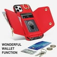 thumbnail image 4 of for iPhone 12 Pro Max Case Wallet with Strap for Women,Crossbody Lanyard and Wristlet Strap,Zipper Pocket,Credit Card Holder,Ring Stand,RFID Blocking Phone Wallet Case(6.7 inch,Red), 4 of 18