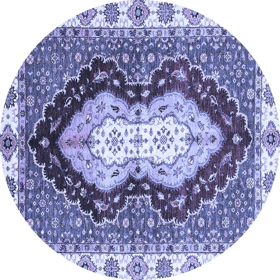 Ahgly Company Machine Washable Indoor Round Abstract Blue Modern Area Rugs, 8' Round