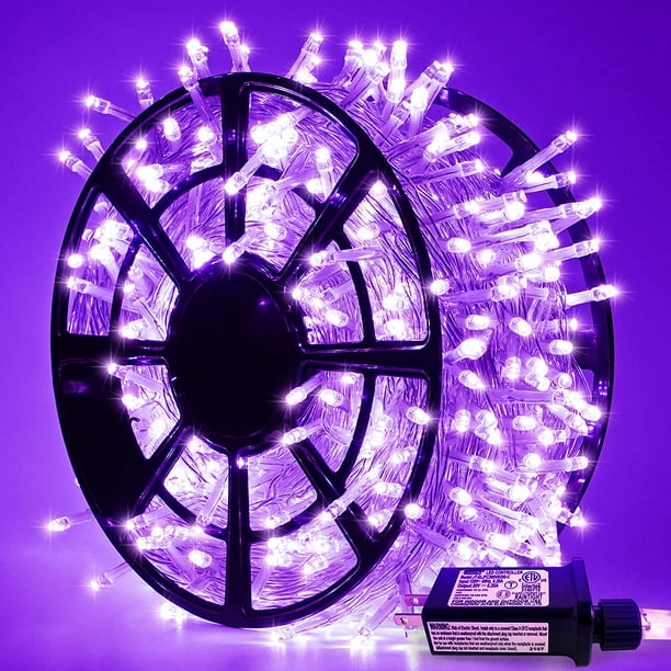 JMEXSUSS 163FT 500 luces LED de color naranja, 8 modos de luces de Navidad naranjas para interiores y exteriores, alambre transparente impermeable, luces de Halloween enchufables para habitación, porc