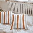 thumbnail image 6 of Burnt Orange Grey Stripe Throw Pillow Covers 16x16 Inch Set of 2, Modern Farmhouse Vertical Striped Waterproof Outdoor Pillow Covers, Decorative Cushion Pillowcases for Couch, Sofa, Bed, Patio, 6 of 9