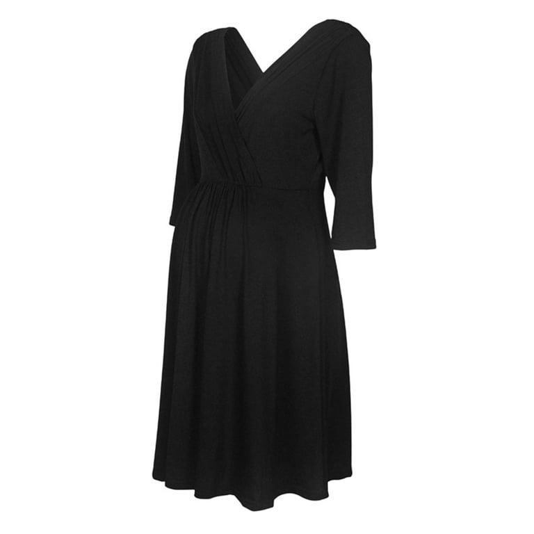 short sleeve midi dress black Business for Women Semi-Formal Fit Casual Slim O-Neck Elegant Swing A Line Dresses with Pockets at Amazon Women's Clothing store Nico Robin style
