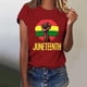 thumbnail image 4 of Tops de Manga Corta para las Mujeres de Ajuste Suelto, Día de la Independencia Negro Impreso, Cuello Redondo Suelto Superior, 4 of 4