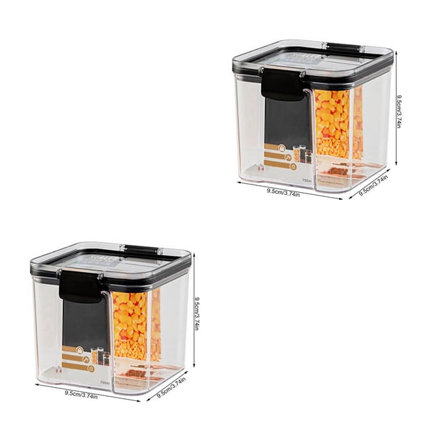 Toystoory Contenedor de almacenamiento de cereales, caja hermética para alimentos frescos, tarro sellado transparente cuadrado, dispensador de Type1 NO1