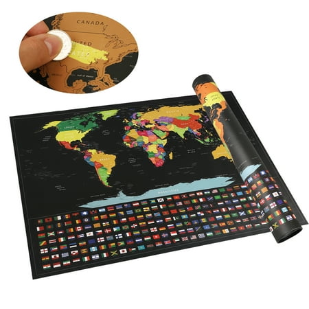 Large Us Map EEEkit Scratch Off Map of The World - Large 57x42cm, Scratch Off World Map Poster with US States and Country Flags. Deluxe Travel Map, Perfect Gift for Travelers ()