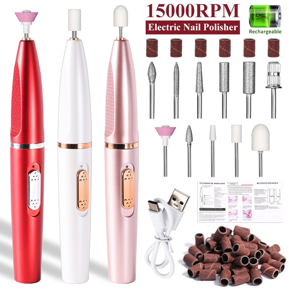 Electric Nail File, Professional Nail Drill for Acrylic Gel Dip Powder Nails Portable Nail Machine Kit Manicure Pedicure Tools Polishing Set with Nail Drill Bits