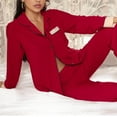 thumbnail image 4 of ShomPort Women 2 Piece Outfits Sleepwear Pajama Sets Long Sleeve Tops and Wide Leg Pants Nightwear, 4 of 7