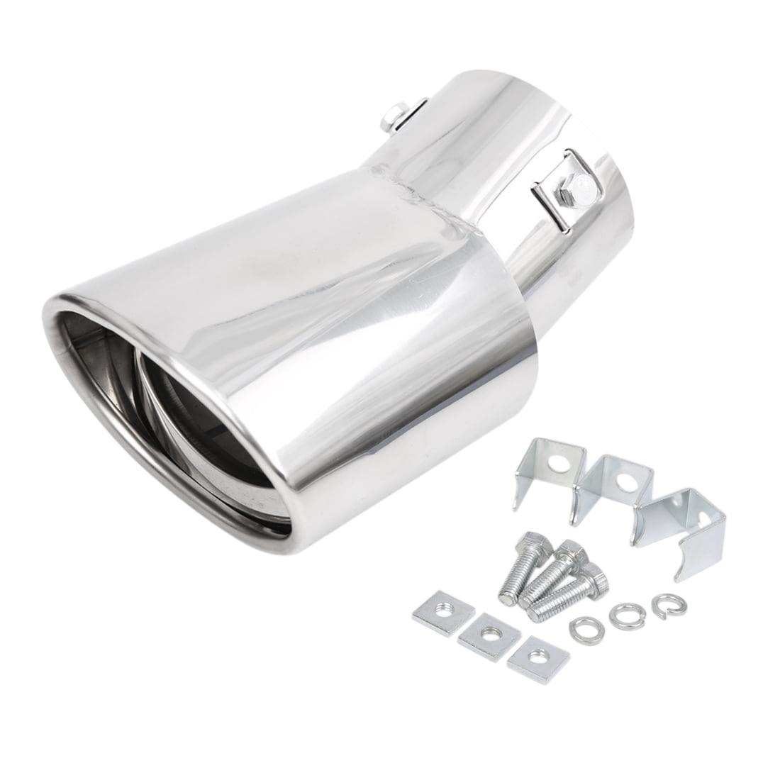 ONEVER NEW Universal Curved Dual-outlet Exhaust Trim Tips Muffler Pipe Chrome Tail 