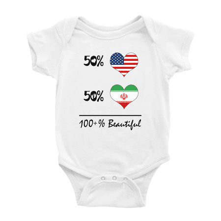 

50% Iranian + 50% American = 100+% Beautiful Iran Funny Infant Boys Girl Baby Bodysuit