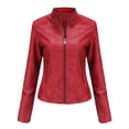 thumbnail image 3 of Chaqueta recortada para mujer, abrigo informal de piel sintética, ropa de calle Vintage Kuymtek Rojo T L para Mujer, 3 of 9