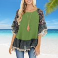 thumbnail image 2 of Jamsmile Women T-Shirts Summer Bat Sleeve Color Matching Floral Print Half Sleeve T Shirts Oversize Bohemian Pullovers Tops, 2 of 4