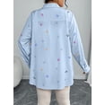 thumbnail image 2 of Cuteduck Women's Plus Size Bow Print Oversized Boyfriend Shirt Fall Spring Long Sleeve Turn-Down Collar Casual Button Down Blouse 1X-4X, 2 of 9