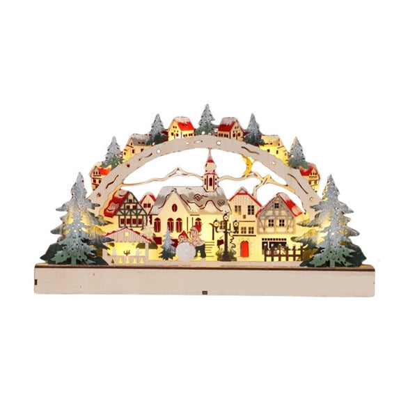Christmas Tree Ornament Scene Wooden Village Suitable for Scenario