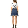thumbnail image 3 of INSPIRE CHIC Allegr K Women's Denim Ruffle Hem Adjustable Strap Mini Suspender Skirt, 3 of 5