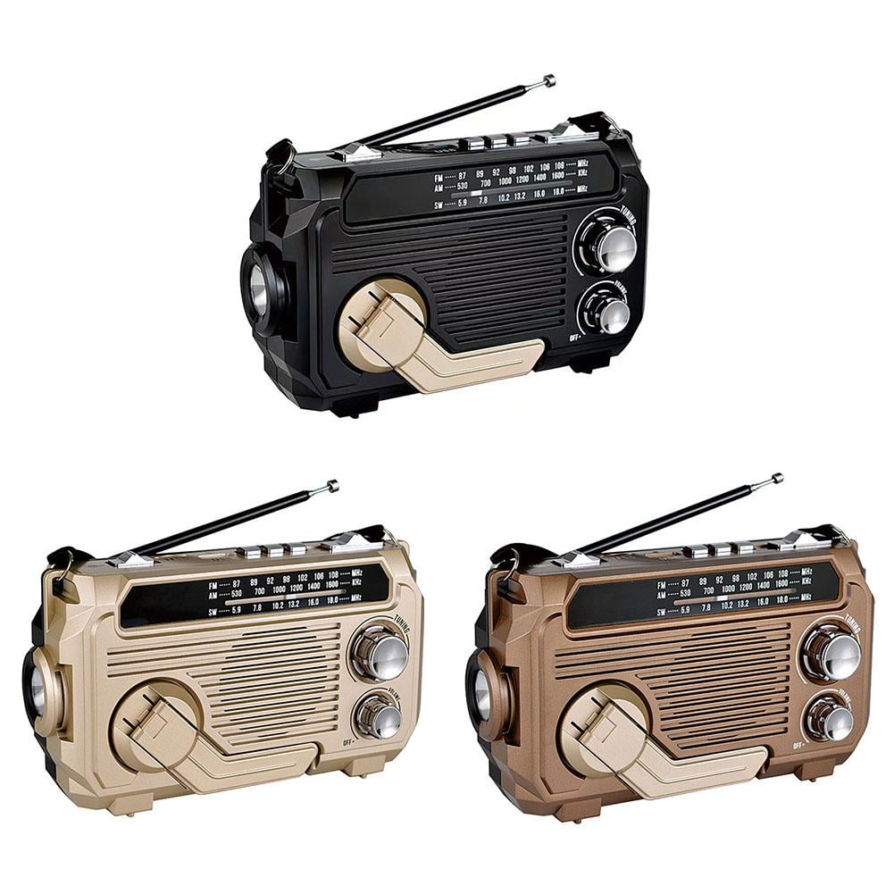 Solar Hand Crank Emergency Radio with Bluetooth Speaker, Portable AM SW Weather Radio, Flashlight, Phone Charger, Waterproof for Outdoor Survival