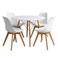 thumbnail image 1 of Set Comedor Mesa Redonda 80cm + 4 Sillas Tulip Madera blanco, 1 of 7