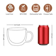 CnGlass Doubled Walled Coffee Glass Mugs 8.1oz/240ml,Clear Coffee Mug Set of 4, Insulated Glass Mug with Handle