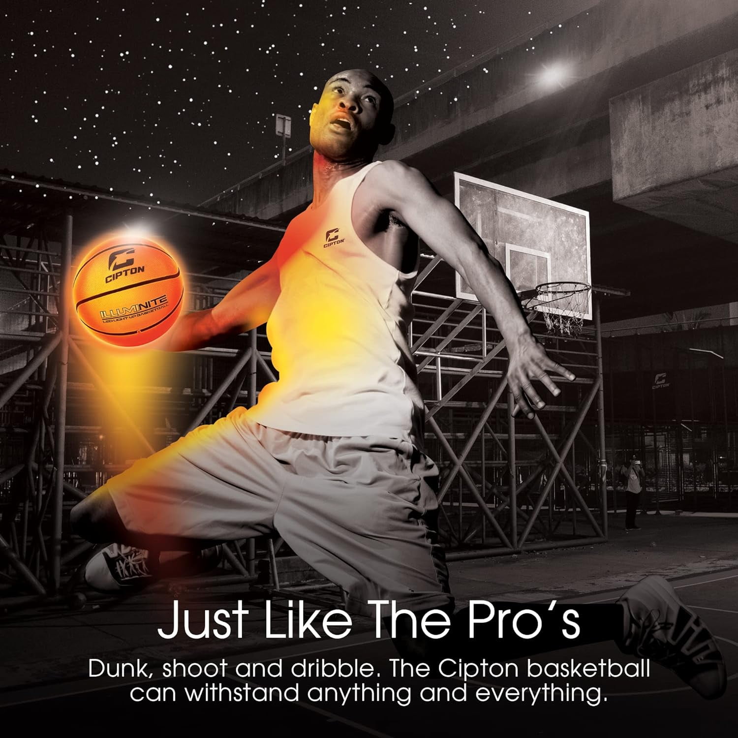 Cipton Basketball, LED Light Up Basketball, Junior Size 5 27.5" Indoor and Outdoor Basketball, Perfect for Outdoor Games, Basketball Pump Included, Premium Rubber Basketball
