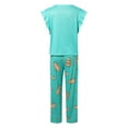 thumbnail image 5 of Bibifish Womens Pajama Sets Cartoon Character Printed Ruffle Sleeve Sleepwear Sets Ruffle Sleeve Top With Pants Funny Letter Nightwear Sets, 5 of 9