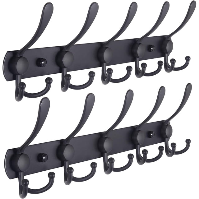 Perchero de pared de acero inoxidable resistente, de metal, para abrigos, sombreros, toallas, bolsos, batas, vestíbulo, baño y entrada