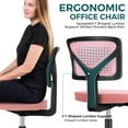 thumbnail image 2 of Silla DUMOS Pequeña de Oficina Ergonómica sin Brazos con Respaldo de Malla Rosa, 2 of 8