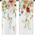 thumbnail image 6 of Watercolor Floral Blossom Kitchen Curtains Rod Pocket Rustic Flower Plant Colorful Farmhouse Small Short Cafe Tier Curtain Spring Wildflower Window Drapes Treatment(27.5W X 39L Inch 2 Panel), 6 of 6