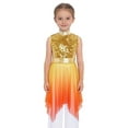thumbnail image 3 of Hansber Kids Girls Sequin Sleeveless Mock Neck Liturgical Worship Praise Dance Dress Tunic Ballet Lyrical Dancewear Gold 12, 3 of 7