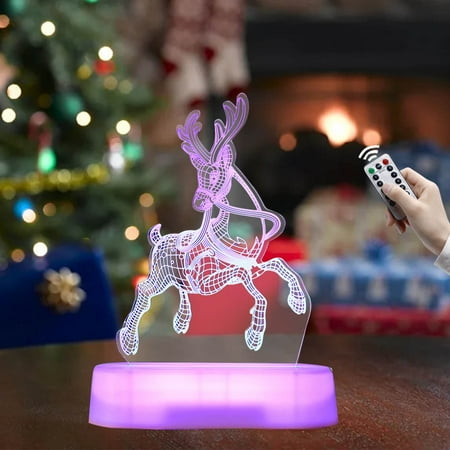 

Christmas Decorative Lights Colorful New Decorative Lights Luminous Ornaments Acrylic Deer Xmas Deer Pulling Sleigh Christmas Tree Pattern Creative Night Light Led Lights