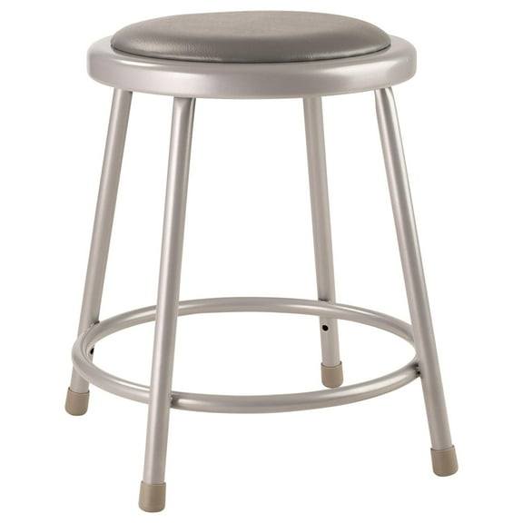 National Public Seating 6418 Steel Stool with 18" Vinyl Upholstered Seat, Grey CA2